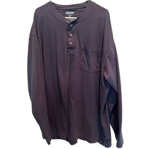 Duluth Trading Long Sleeve Henley Navy Blue Shirt size 2XL Cotton - Picture 1 of 4